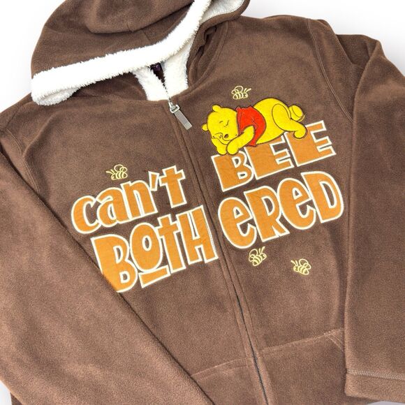 Disney Jackets & Blazers - Vintage Disney Jacket Women 2X Winnie The Pooh Brown Embroidered Fleece Hooded